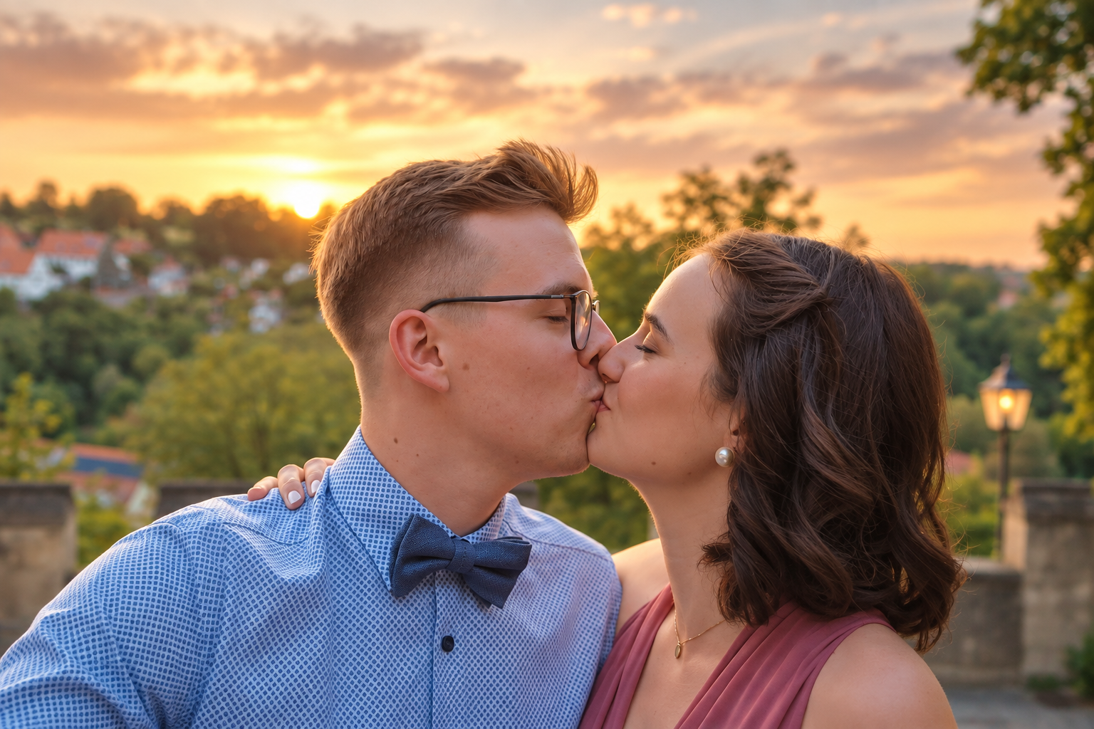 Pauline und Alexander im Sonnenuntergang